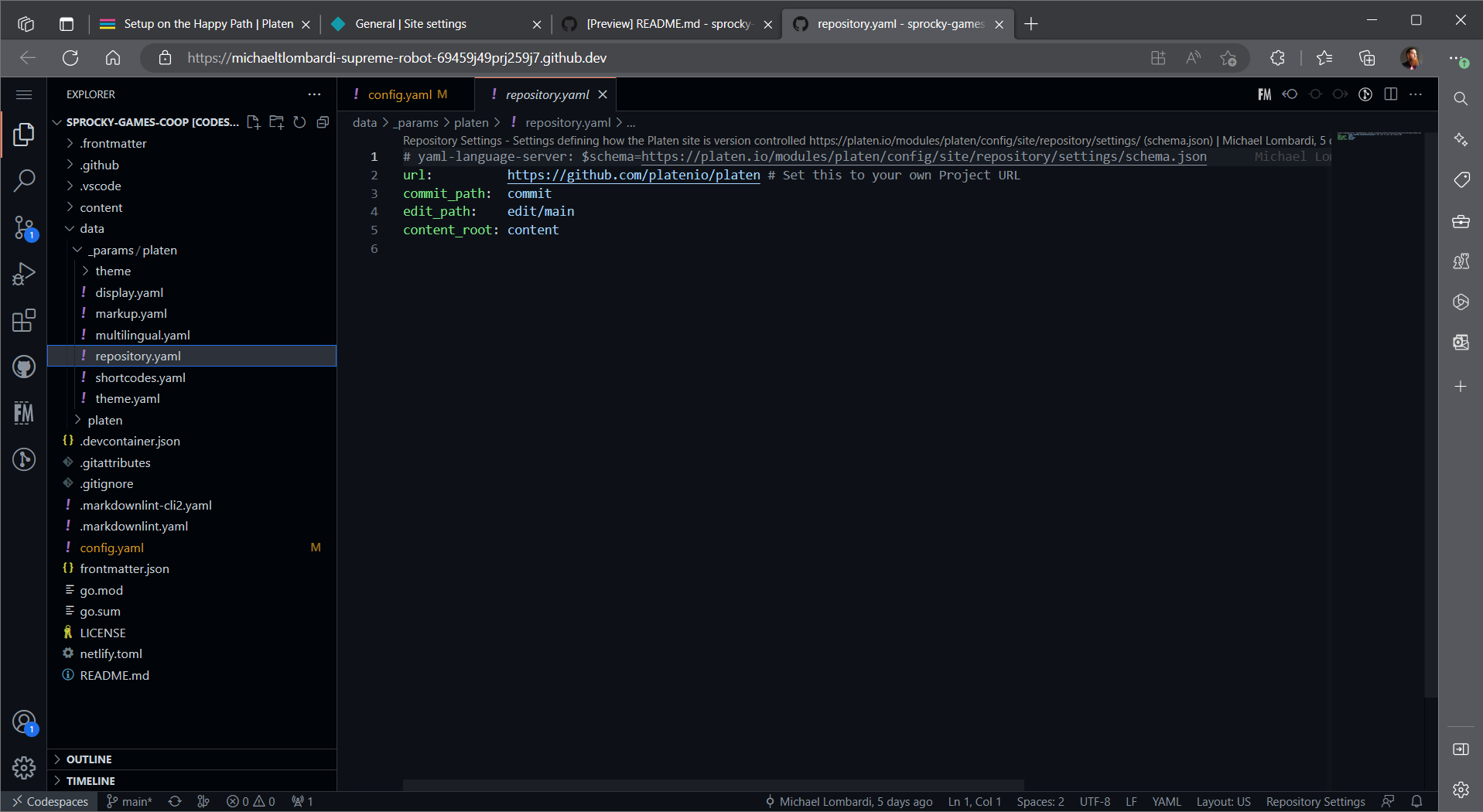 Screenshot of the data/_params/platen/repository.yaml file